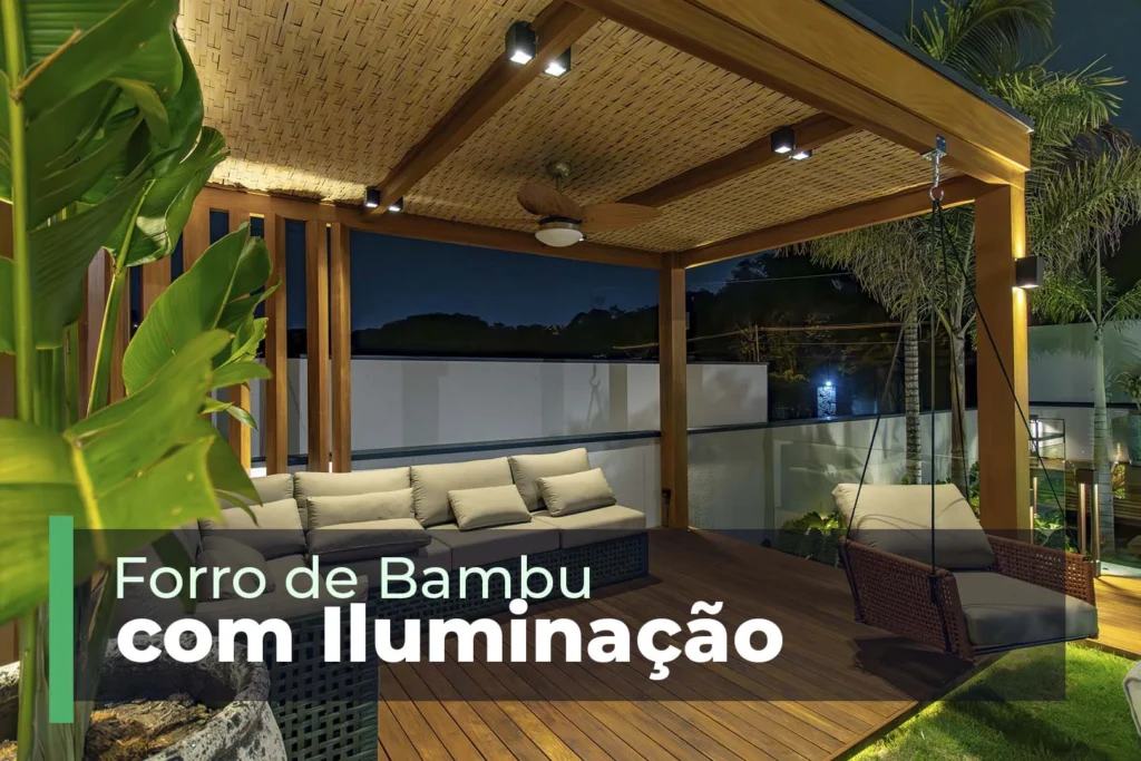 forro de bambu com iluminação